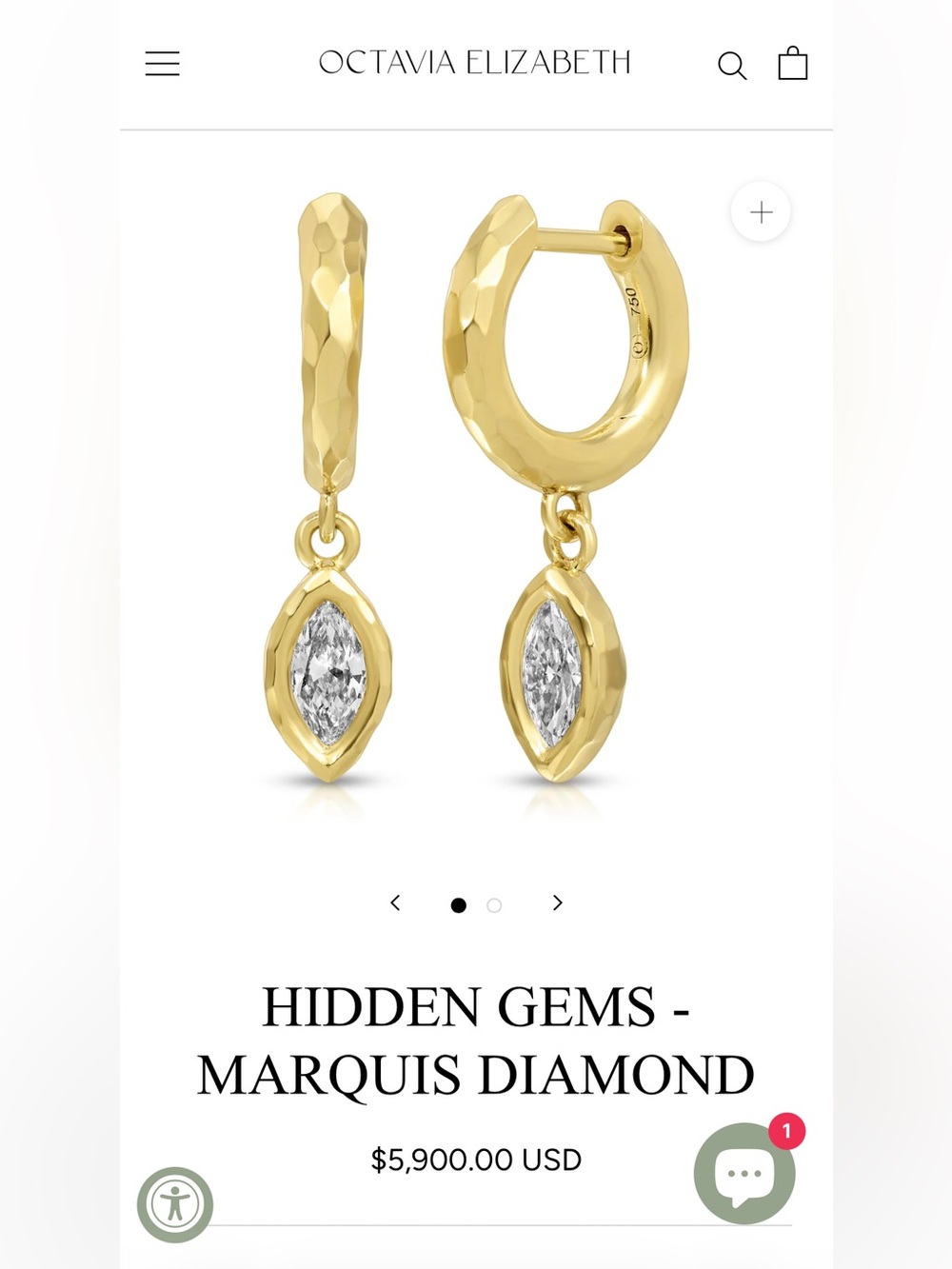 Octavia Elizabeth Hidden Gems Marquis Diamond Earrings